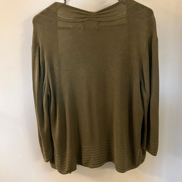 Alfred Dunner Petite Dark Green Long Sleeved Lightweight Cardigan Size PM - Picture 7 of 7